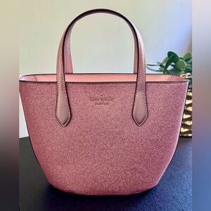 Kate Spade Glitter Glimmer Small Zip Satchel Crossbody Bag Mitten Pink